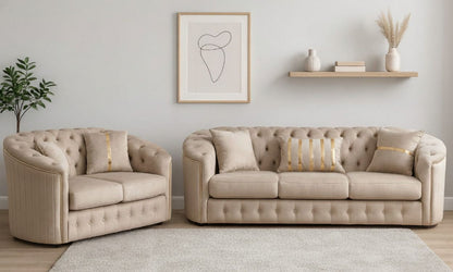 The London Loom 3+2 Seater Sofa In Plush Velvet Fabric