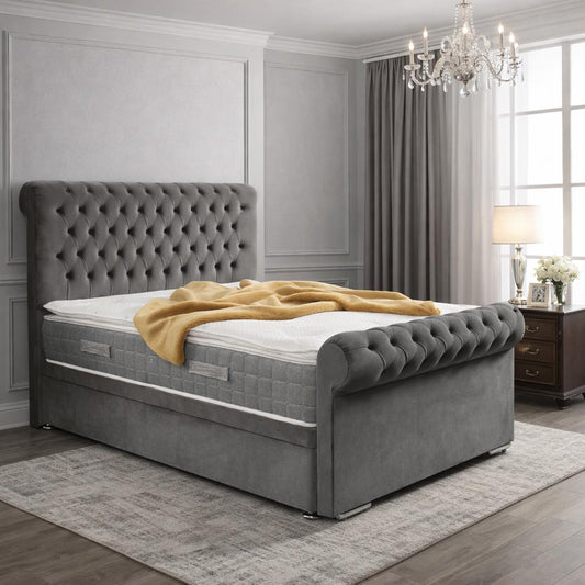 Melfi Sleigh Bed With Divan Ottoman Bed