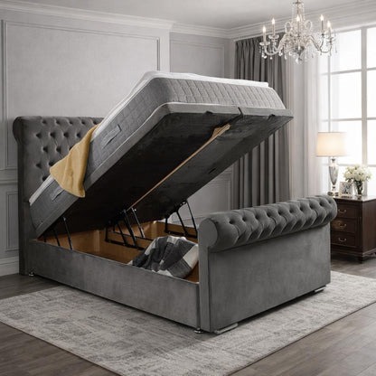 Melfi Sleigh Bed With Divan Ottoman Bed