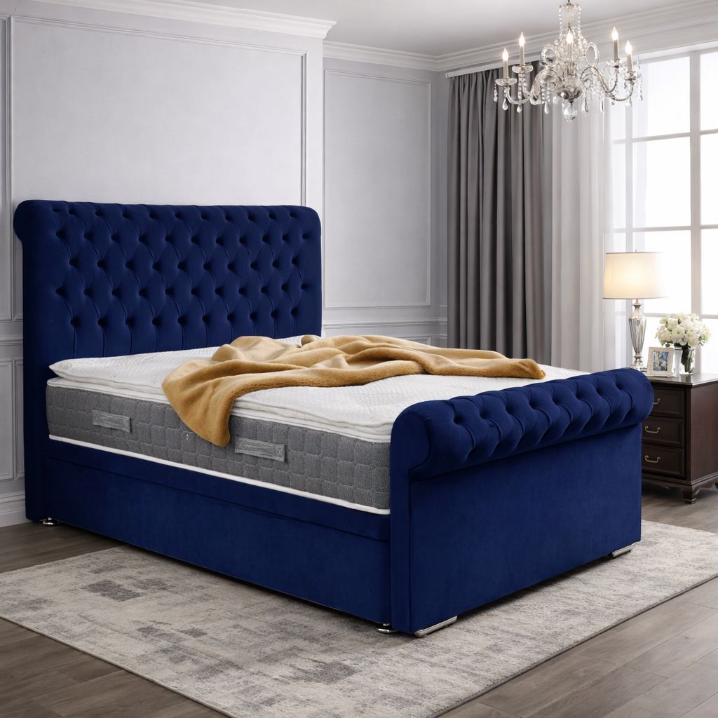 Melfi Sleigh Bed With Divan Ottoman Bed