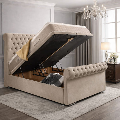 Melfi Sleigh Bed With Divan Ottoman Bed