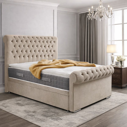 Melfi Sleigh Bed With Divan Ottoman Bed