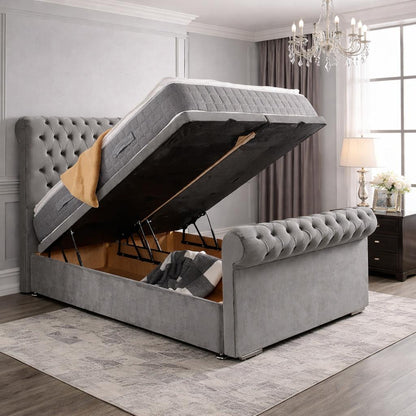 Melfi Sleigh Bed With Divan Ottoman Bed
