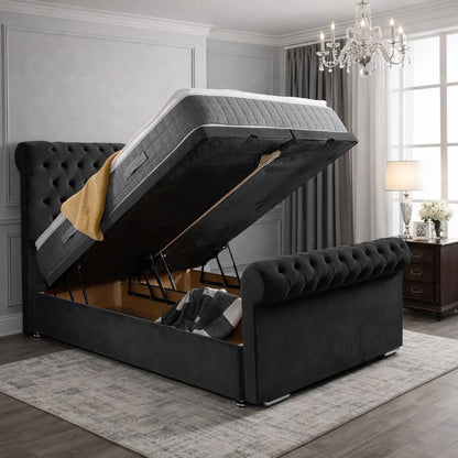 Melfi Sleigh Bed With Divan Ottoman Bed