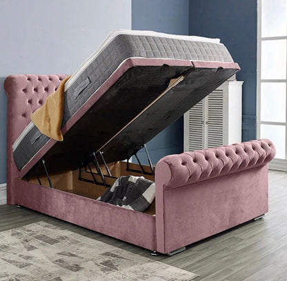 Melfi Sleigh Bed With Divan Ottoman Bed