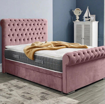 Melfi Sleigh Bed With Divan Ottoman Bed