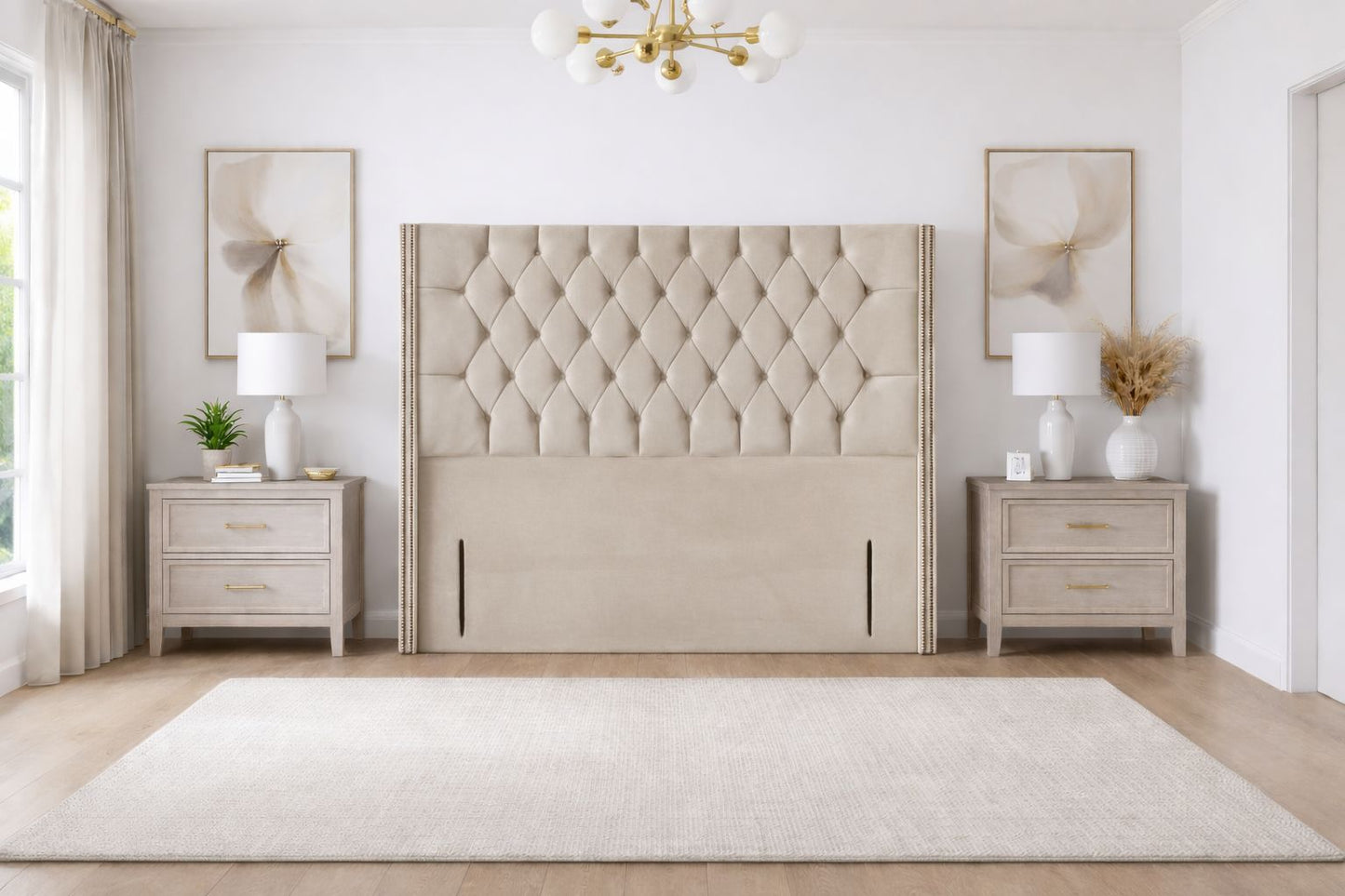 Pamela Winged Chesterfield Floor Standing Headboard