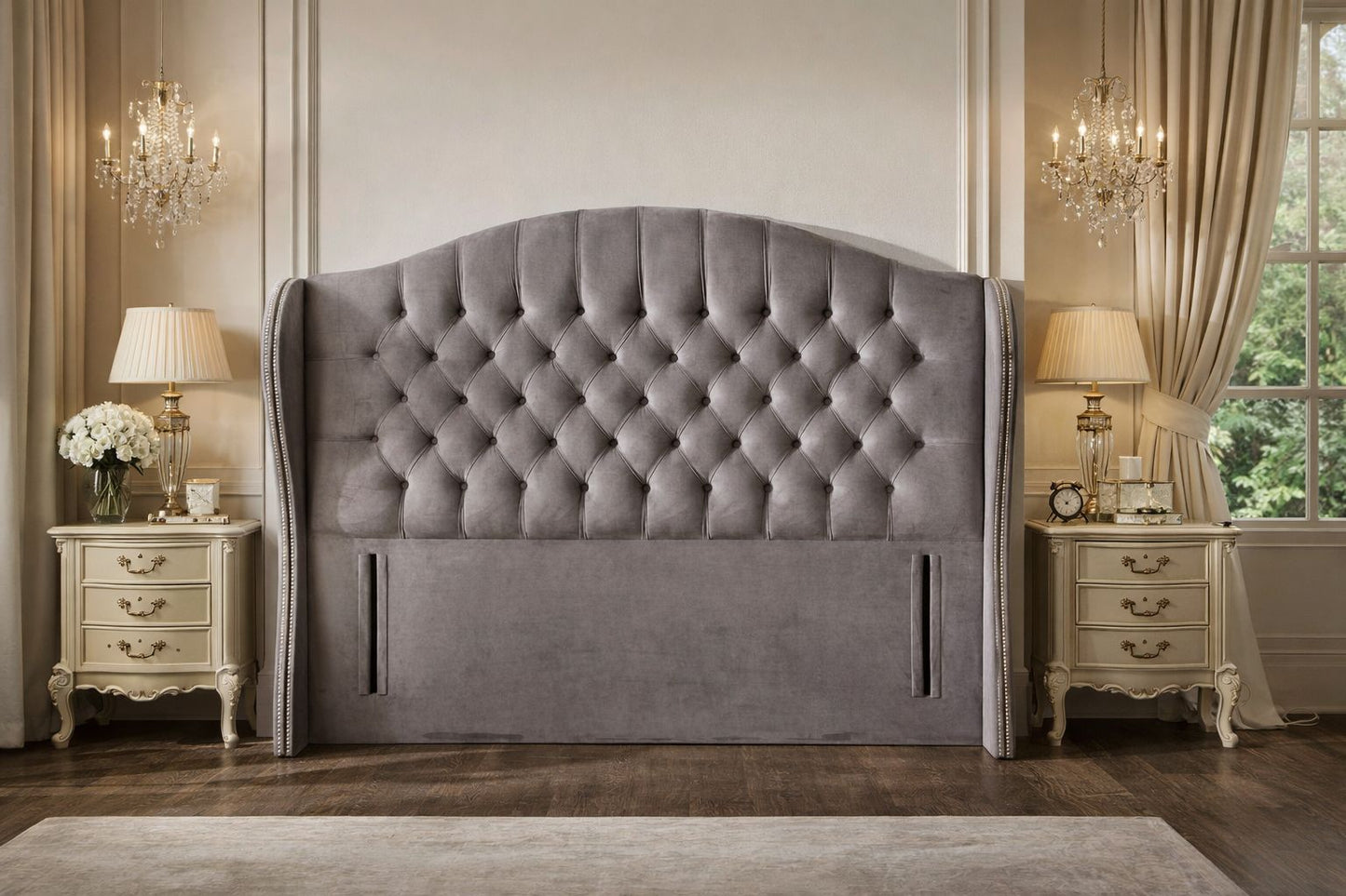 Ransom Curved Winged Floor Standing Headboard