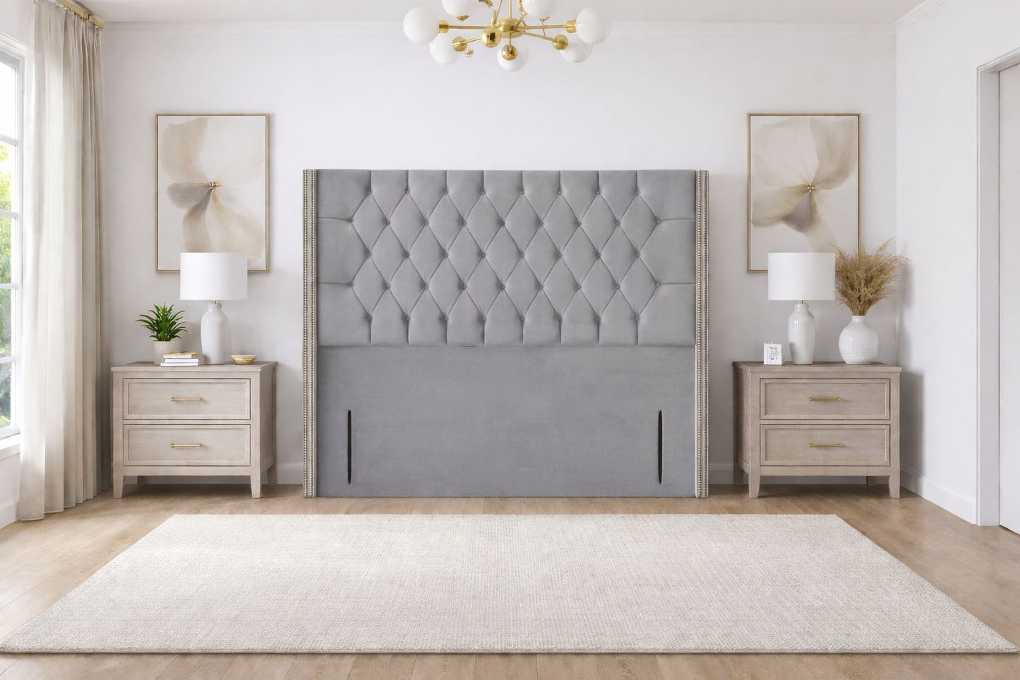 Pamela Winged Chesterfield Floor Standing Headboard