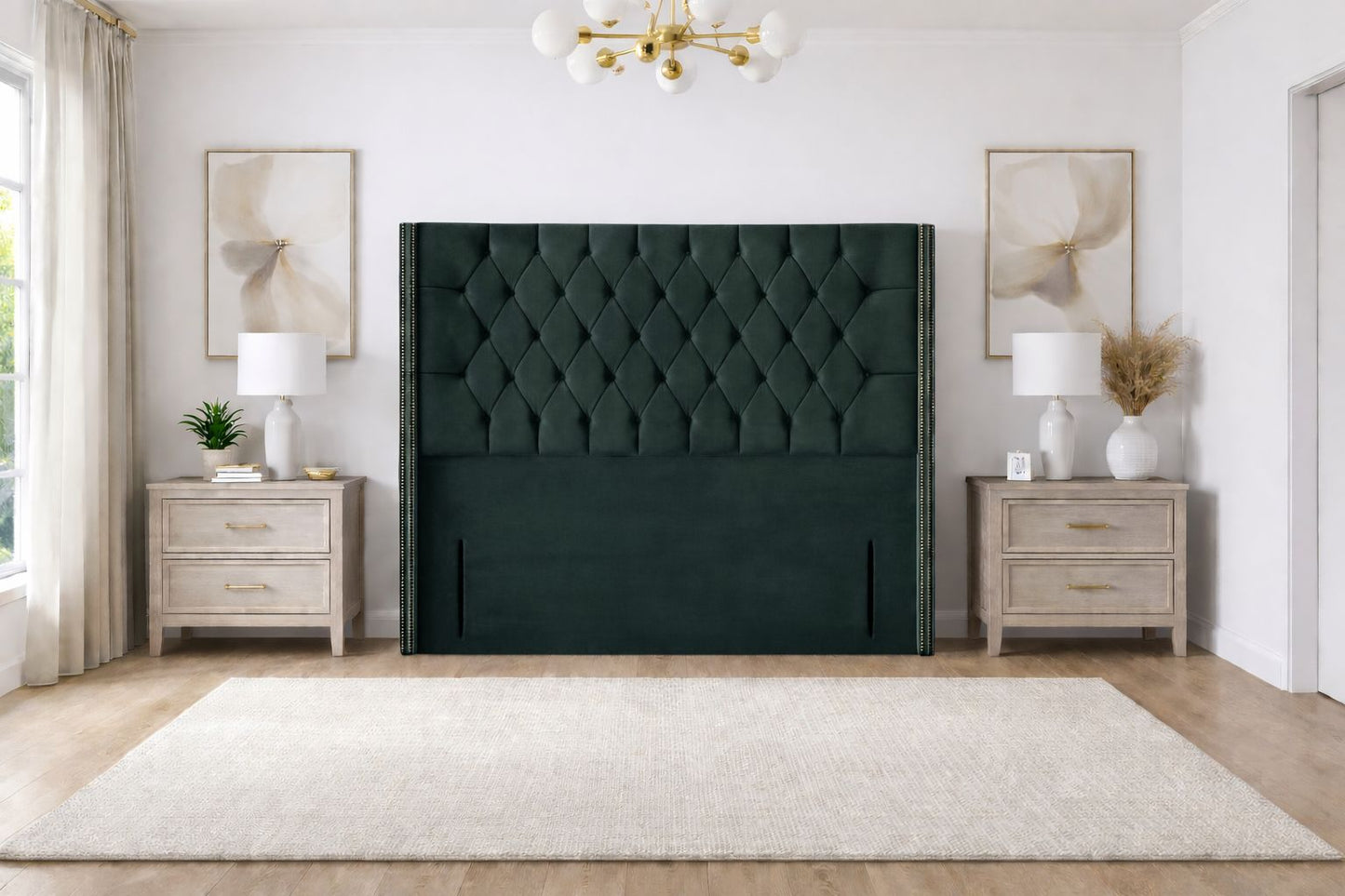 Pamela Winged Chesterfield Floor Standing Headboard