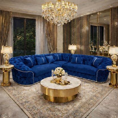 Slate Rib Corner Sofa In Plush Velvet Fabric