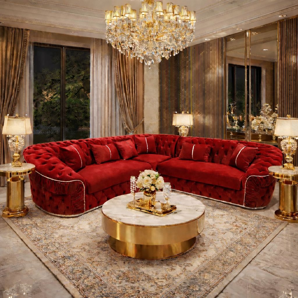 Slate Rib Corner Sofa In Plush Velvet Fabric