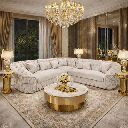 Slate Rib Corner Sofa In Plush Velvet Fabric