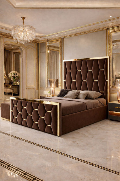 Barry Stylish Bed with Gold Stripes