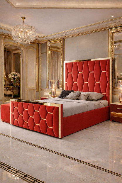 Barry Stylish Bed with Gold Stripes