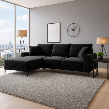 Endure L Shape Sofa in Plush Velvet in Right and Left Corner Options