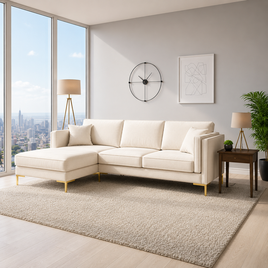 Alure L Shape Sofa in Plush Velvet in Right and Left Corner Options