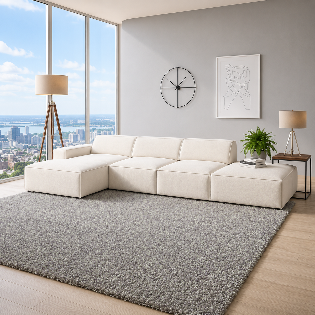 Jodie 5 Seater L Shape Sofa in Left and Right Side Corner in Plush Velvet Fabric