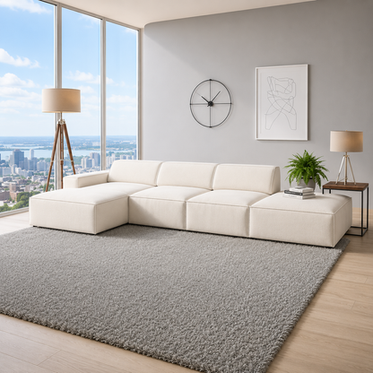 Jodie 5 Seater L Shape Sofa in Left and Right Side Corner in Plush Velvet Fabric