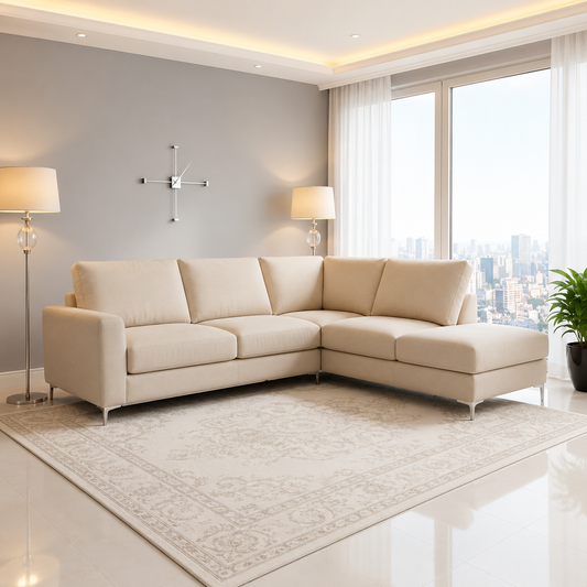 Sovereign L Shape Sofa in Plush Velvet Fabric