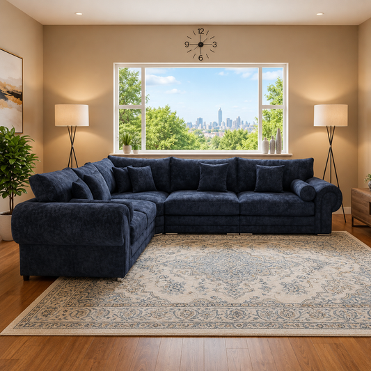 Alessia L Shape Sofa in Modern Chenille Fabric