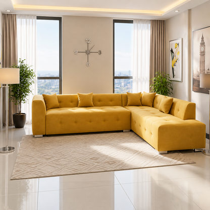 Vesta L Shape Sofa in Plush Velvet Fabric