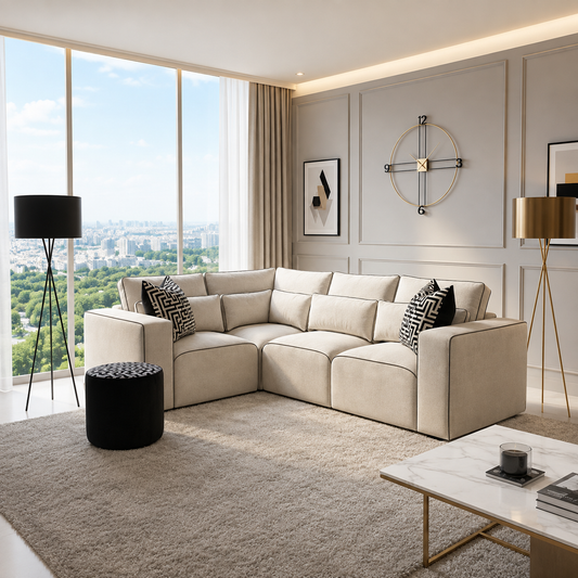 Tammy Modular Sectional L Shape Sofa In Plush Velvet