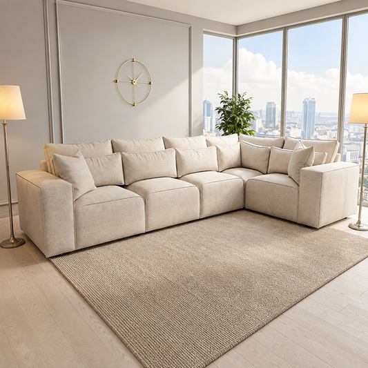 The Cloud County L-Shaped Sofa In Plush Velvet Fabric