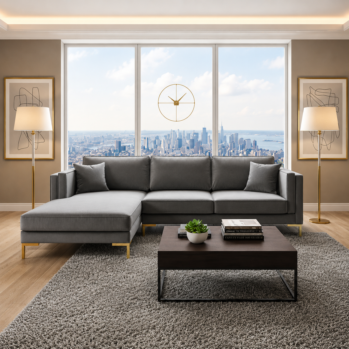 Radleigh Corner Sofa in Plush Velvet Fabric
