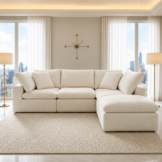 Dawson Boucle Modular Sofa, 3-Piece Chaise Sectional