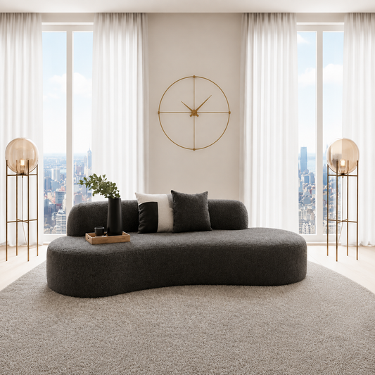 Miami Curved 3-Seater Boucle Sofa – Modern L Shape Sofa