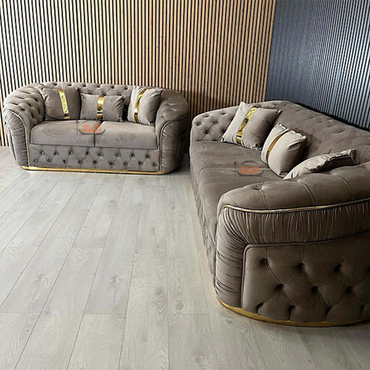 Marian Ambassador 3 Plus 2 Seater Sofa In Beige Plush Velvet