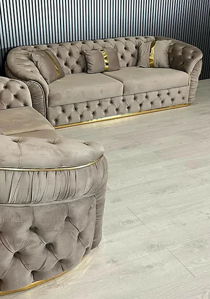 Marian Ambassador 3 Plus 2 Seater Sofa In Beige Plush Velvet