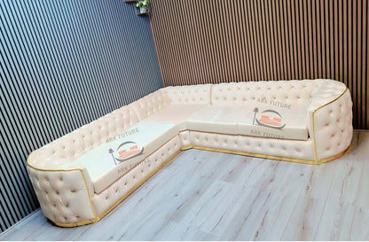 Viena Ambassador Chesterfield Corner Sofa in Plush Velvet Fabric