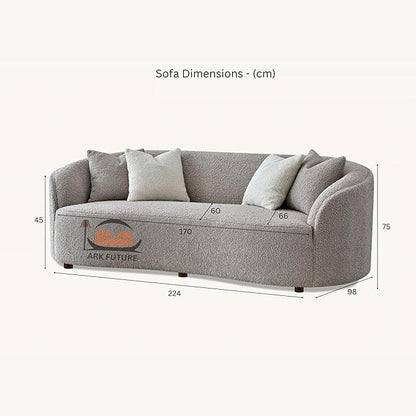 Nolita Boucle Teddy Sofa, Modern Curved Design, Plush Upholstery (Koala)