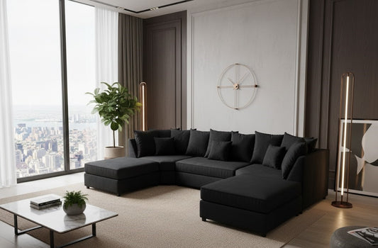 Dravosburg Black Plush Velvet Sofa