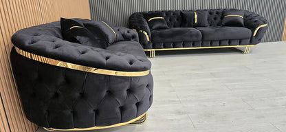 Bulagari 3 Plus 2 Seater Sofa In Plush Velvet Fabric