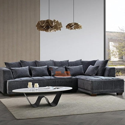 Gramercy Corner Sectional Sofa in Steel Velvet - Modern Comfort for Living Rooms