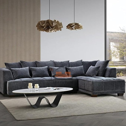 Gramercy Corner Sectional Sofa in Steel Velvet - Modern Comfort for Living Rooms