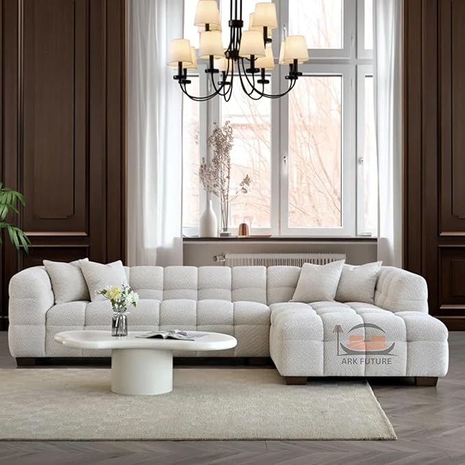 Tribeca Corner Sofa in Luxurious Boucle Fabric with Plush Comfort for Living Room