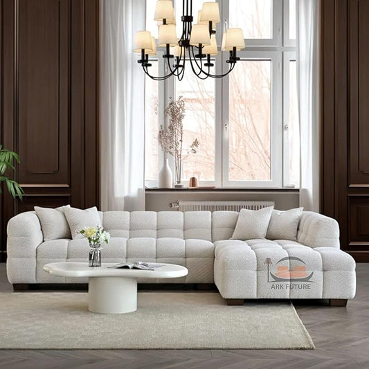 Tribeca Corner Sofa in Luxurious Boucle Fabric with Plush Comfort for Living Room