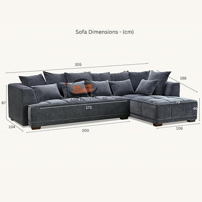 Gramercy Corner Sectional Sofa in Steel Velvet - Modern Comfort for Living Rooms