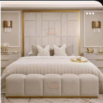 Royal Raimant Traditional Wood Panel Bed Frame – Elegant Bedroom Design