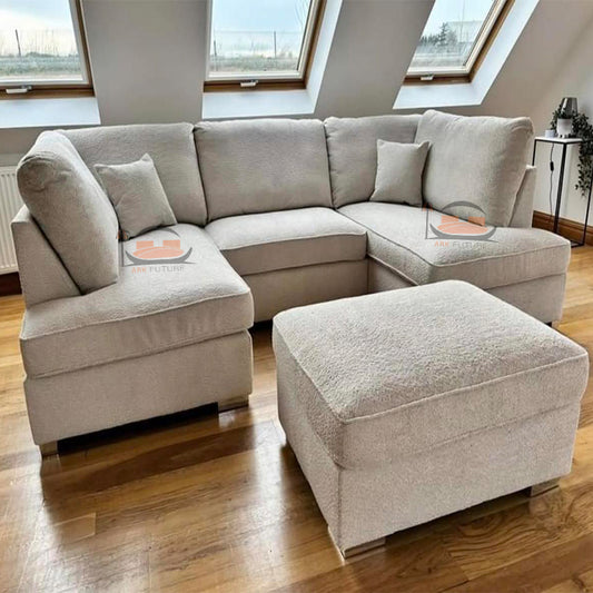 Steven Luxury U shape Sofa In Boucle Fabric