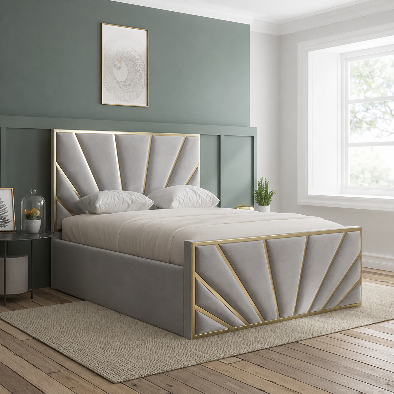 Devonshire sunrise elegant bed with Golden Stripes