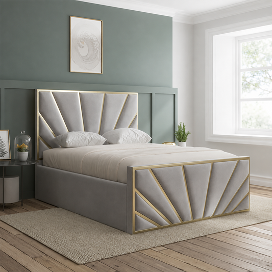 Devonshire sunrise elegant bed with Golden Stripes
