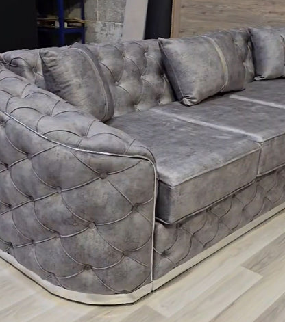 Alford U Shape Ambassador Sofa In Plush Velvet Fabric
