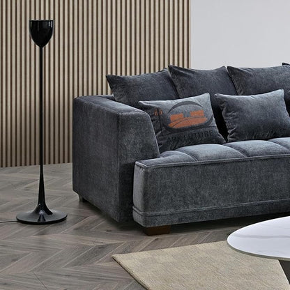 Gramercy 2-Seater Sectional Sofa in Luxurious Steel Velvet for Living Room