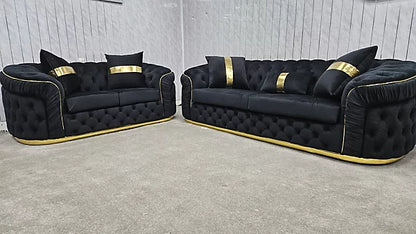 Genova 3 +2 Grey Velvet and Chrome