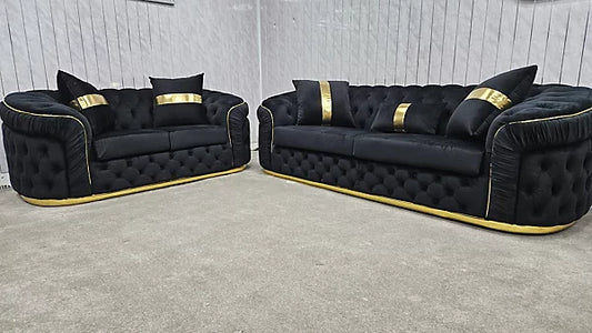 Genova 3 +2 Grey Velvet and Chrome